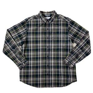 Columbia Sportswear Mens Casual Button Down Green Plaid Long Sleeve Shirt Large